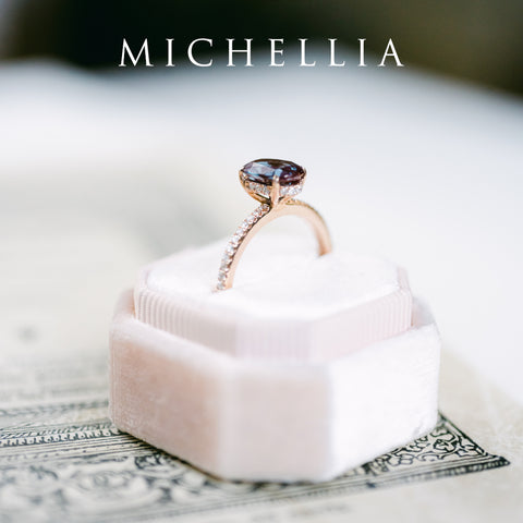 [Elaine] Modern Classic Oval Solitaire Ring in Lab Alexandrite Women's Ring michelliafinejewelry   