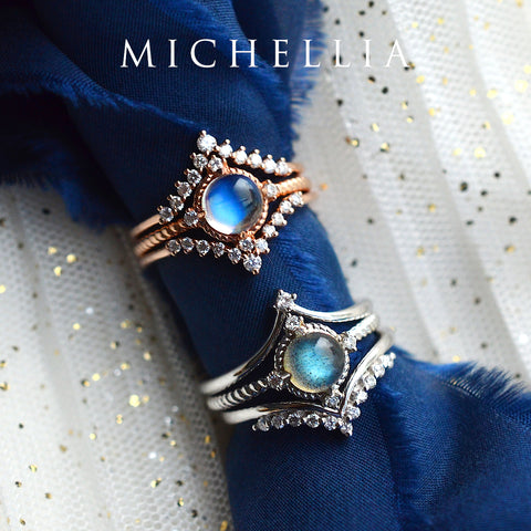 [Stella] Aura of Galaxy Engagement Ring in Labradorite Women's Ring michelliafinejewelry   