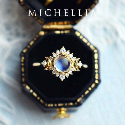 [Selene] Moon Goddess Engagement Ring in Moonstone Women's Ring michelliafinejewelry