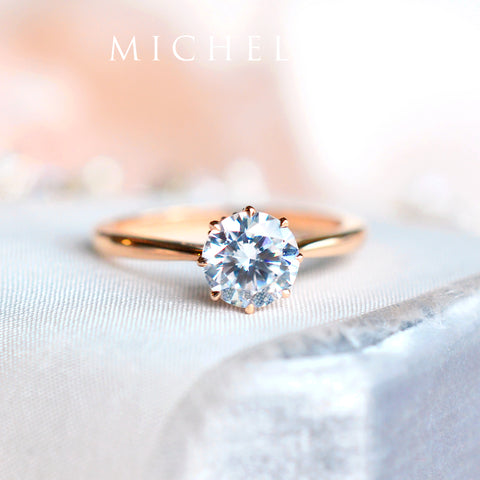 [Victoria] Classic Crown Solitaire Ring in Aquamarine Women's Ring michelliafinejewelry   