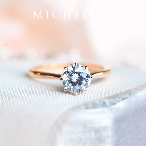 [Victoria] Classic Crown Solitaire Engagement Ring in Diamond / Moissanite Women's Ring michelliafinejewelry   