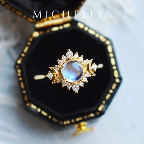 【wingbling】Moonstone Selene Selene | Moon Goddess Engagement Ring in Moonstone