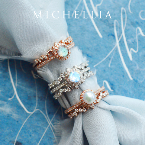 [Nova] Petite Halo Diamond Ring in Lab Blue Sapphire Women's Ring michelliafinejewelry   