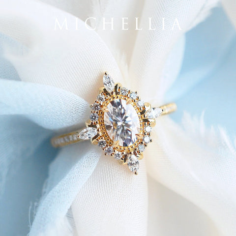 [Alessandra] Art Deco Oval Cut Ring in Lab Red Ruby Women's Ring michelliafinejewelry   