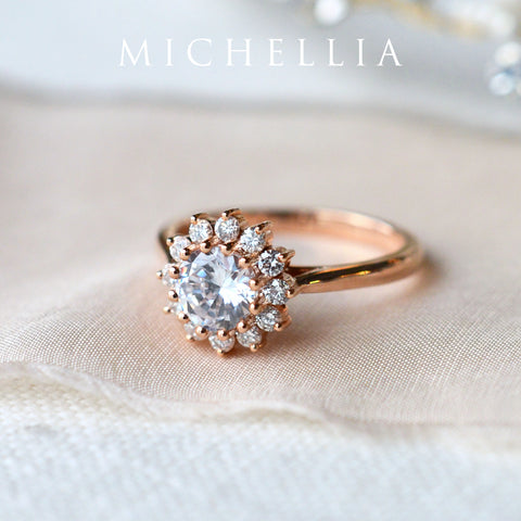 [Rosalie] Vintage Bloom Engagement Ring in Diamond / Moissanite Women's Ring michelliafinejewelry   