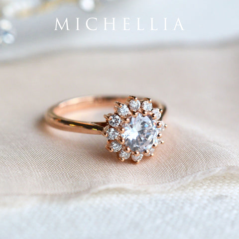 [Rosalie] Vintage Bloom Engagement Ring in Diamond / Moissanite Women's Ring michelliafinejewelry   