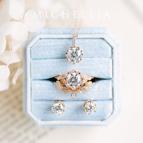 [Evanthe] Vintage Floral Engagement Ring in Emerald Women's Ring michelliafinejewelry   