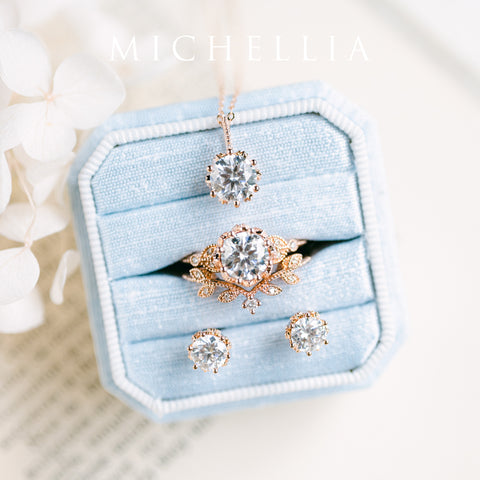 [Eden] Floral Solitaire Necklace in Diamond / Moissanite Necklace michelliafinejewelry