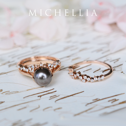 [Marguerite] Victorian Lace Solitaire Engagement Ring in Tahitian Pearl Women's Ring michelliafinejewelry   