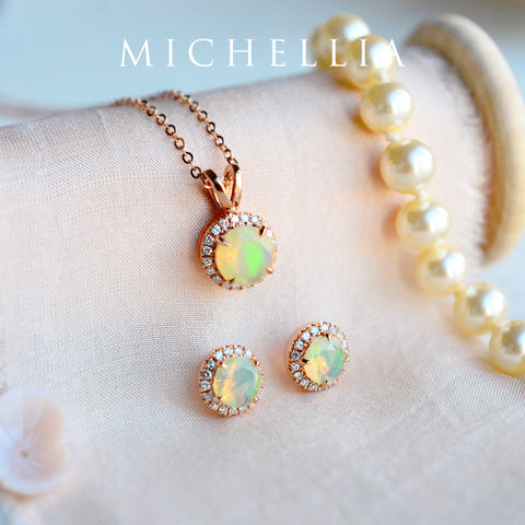 [Nova] Petite Halo Diamond Ring in Opal Women's Ring michelliafinejewelry   