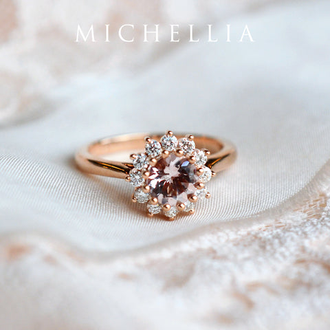 [Rosalie] Vintage Bloom Ring in Morganite Women's Ring michelliafinejewelry   