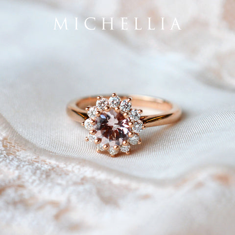 [Rosalie] Vintage Bloom Ring in Morganite Women's Ring michelliafinejewelry   