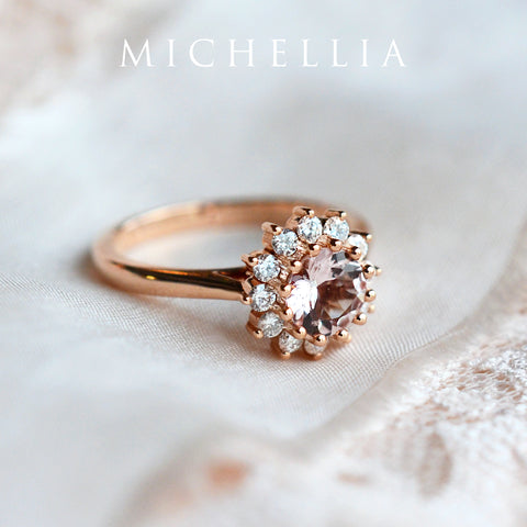 [Rosalie] Vintage Bloom Ring in Morganite Women's Ring michelliafinejewelry   
