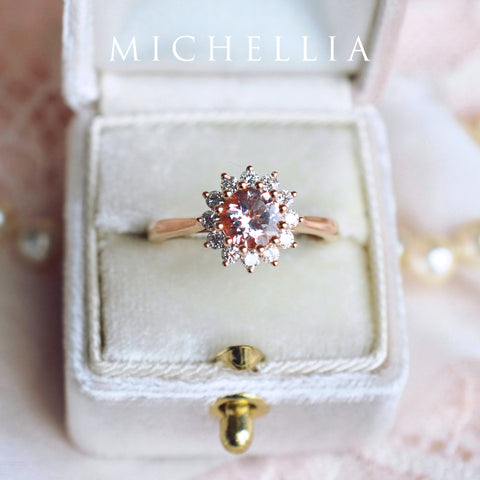 [Rosalie] Vintage Bloom Ring in Morganite Women's Ring michelliafinejewelry   