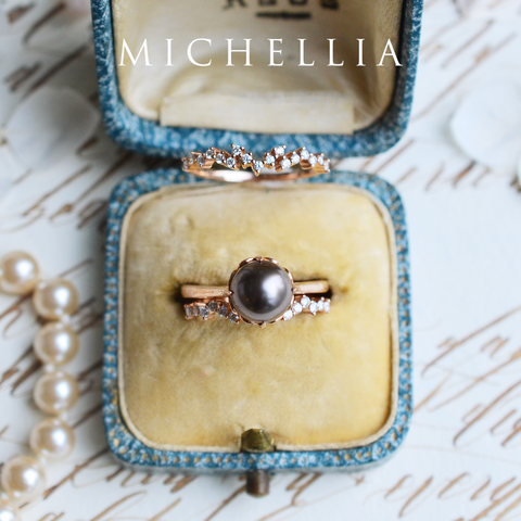 [Marguerite] Victorian Lace Solitaire Engagement Ring in Tahitian Pearl Women's Ring michelliafinejewelry   