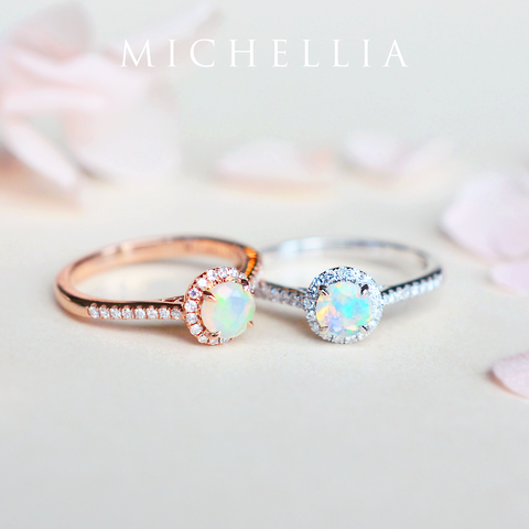 [Nova] Petite Halo Diamond Ring in Opal Women's Ring michelliafinejewelry   