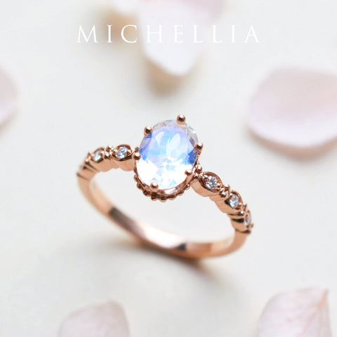Evelina | Vintage Classic Crown Oval Cut Ring in Moonstone – Michellia ...