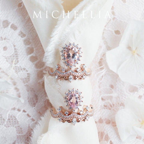 [Angelique] Venetian Crown Engagement Ring in Morganite Women's Ring michelliafinejewelry
