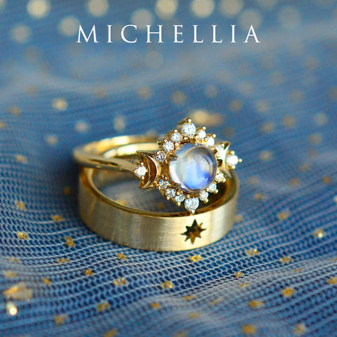 [Selene] Moon Goddess Engagement Ring in Australian Opal Women's Ring michelliafinejewelry
