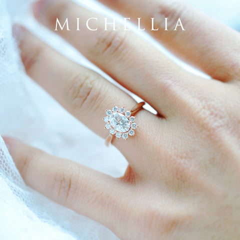 [Julianne] Vintage Bloom Oval Cut Ring in Aquamarine Women's Ring michelliafinejewelry   