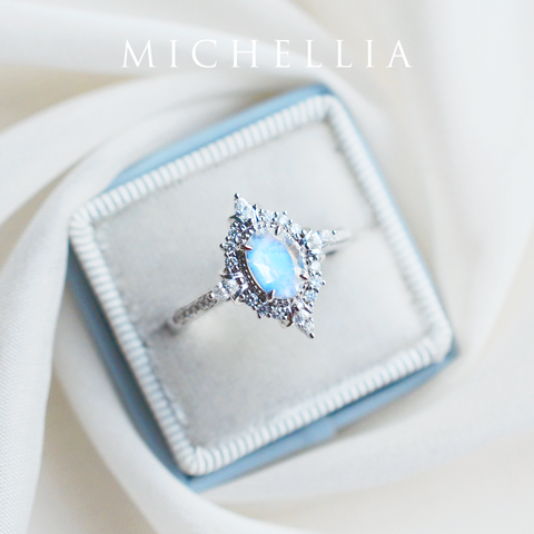 [Alessandra] Art Deco Oval Cut Ring in Moonstone Women's Ring michelliafinejewelry   