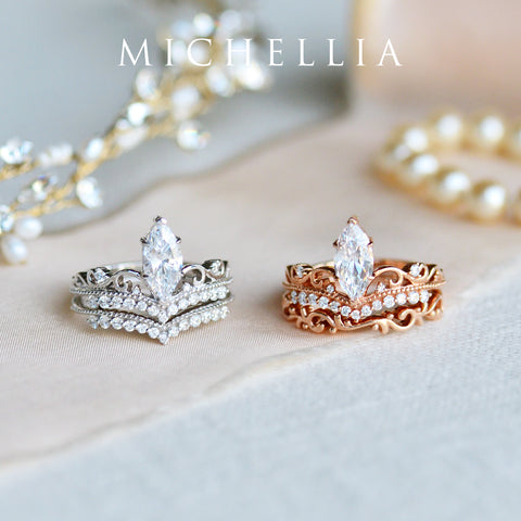 [Windsor] Heirloom Crown Marquise Cut Ring in Morganite Women's Ring michelliafinejewelry   