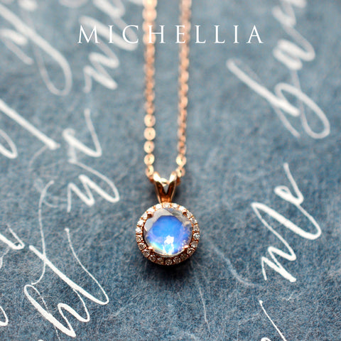 [Nova] Petite Halo Diamond Necklace in Moonstone Necklace michelliafinejewelry   