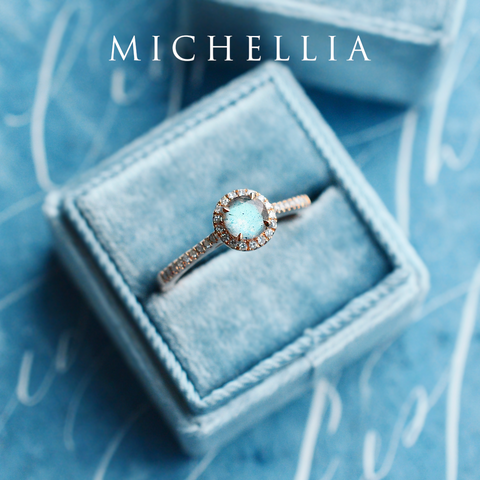 [Nova] Petite Halo Diamond Ring in Labradorite Women's Ring michelliafinejewelry   