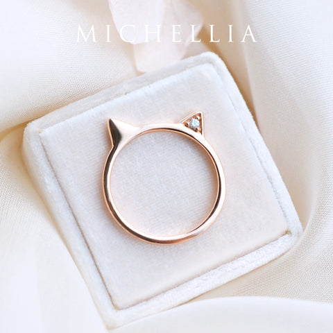 [Mia] Diamond Cat Ear Band Women's Ring michelliafinejewelry   