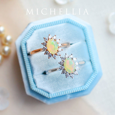 [Julianne] Vintage Bloom Oval Cut Ring in Opal Women's Ring michelliafinejewelry   