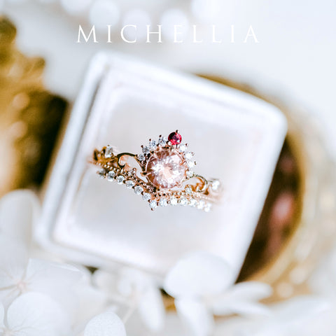 [Theia] Heirloom Crown Ring in Morganite Women's Ring michelliafinejewelry   
