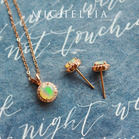 [Nova] Petite Halo Diamond Earrings in Opal Earrings michelliafinejewelry   