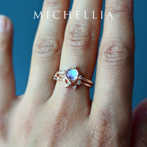[Stella] Aura of Galaxy Engagement Ring in Moonstone Women's Ring michelliafinejewelry   