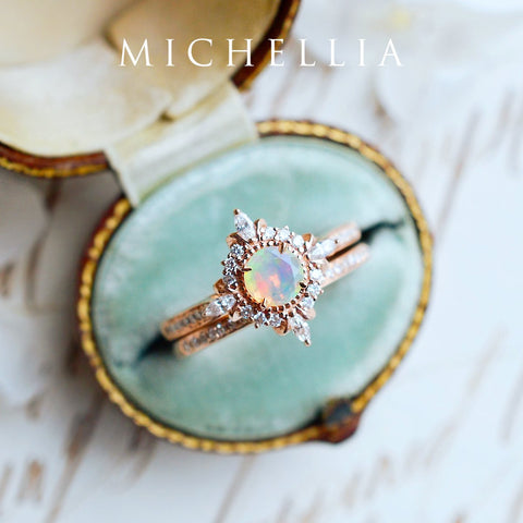 [Astrid] Art Deco Petite Ring in Opal Women's Ring michelliafinejewelry   