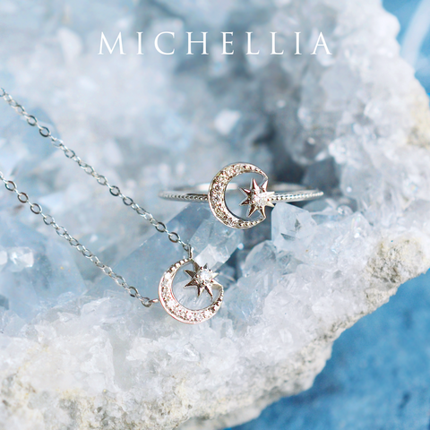 [Divina] Diamond Moon and Star Ring Women's Ring michelliafinejewelry   