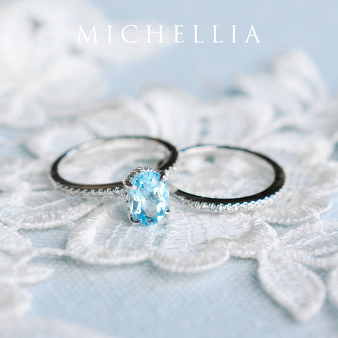 [Elaine] Modern Classic Oval Solitaire Ring in Aquamarine Women's Ring michelliafinejewelry   