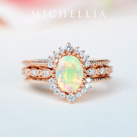 [Evelina] Vintage Classic Crown Oval Engagement Ring in Morganite Women's Ring michelliafinejewelry