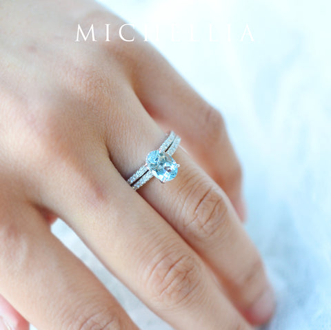 [Elaine] Modern Classic Oval Solitaire Ring in Aquamarine Women's Ring michelliafinejewelry   
