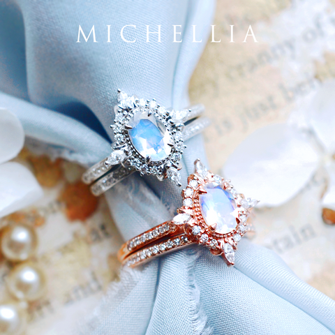 [Alessandra] Art Deco Oval Cut Ring in Moonstone Women's Ring michelliafinejewelry   