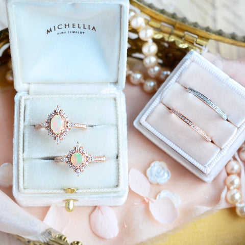 [Alessandra] Art Deco Oval Engagement Ring in Opal Women's Ring michelliafinejewelry   