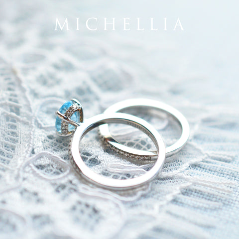 [Elaine] Modern Classic Oval Solitaire Ring in Aquamarine Women's Ring michelliafinejewelry   