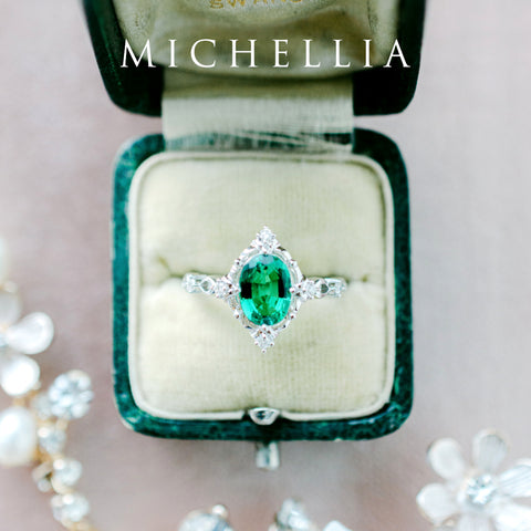[Anastasia] Victorian Heirloom Oval Cut Ring in Lab Emerald Women's Ring michelliafinejewelry   