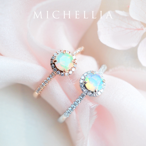 [Nova] Petite Halo Diamond Ring in Opal Women's Ring michelliafinejewelry   