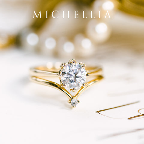 [Cassandra] Vintage Crown Solitaire Engagement Ring in Diamond / Moissanite Women's Ring michelliafinejewelry   