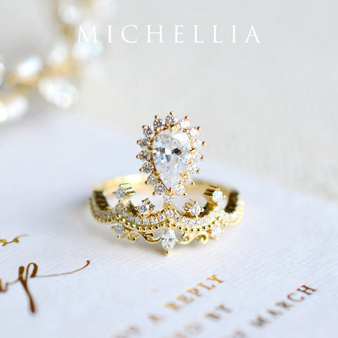 [Angelique] Venetian Crown Engagement Ring in Diamond / Moissanite Women's Ring michelliafinejewelry