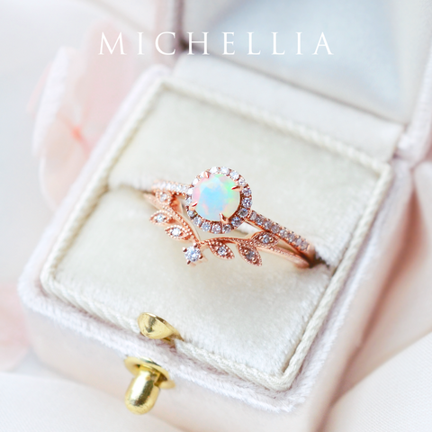 [Nova] Petite Halo Diamond Ring in Opal Women's Ring michelliafinejewelry   