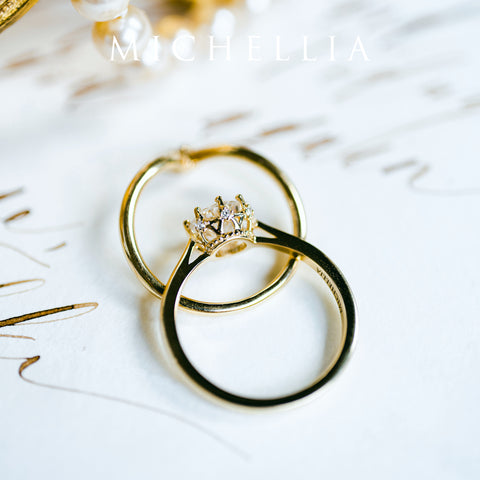 [Cassandra] Vintage Crown Solitaire Ring in Aquamarine Women's Ring michelliafinejewelry   