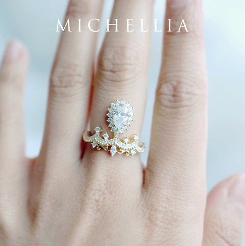 [Angelique] Venetian Crown Engagement Ring in Diamond / Moissanite Women's Ring michelliafinejewelry