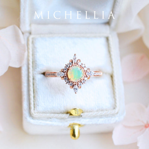 [Astrid] Art Deco Petite Ring in Opal Women's Ring michelliafinejewelry   