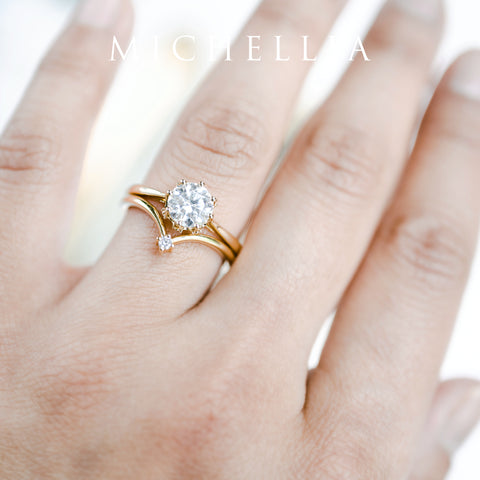 [Cassandra] Vintage Crown Solitaire Engagement Ring in Diamond / Moissanite Women's Ring michelliafinejewelry   